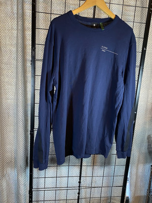 G-Star Raw Astro Back Tape Blue Long Sleeve Men's T-Shirt Size L