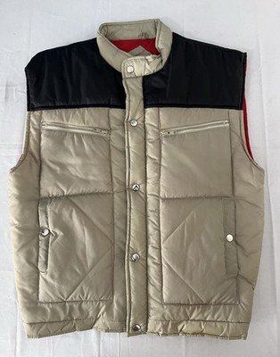 Vintage Continental Vest Mens Large Quilted Puffer Retro Sleeveless 80s Korea