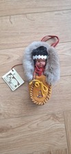 Vintage Indien Art Eskimo Real Fur Suede Miniature Moccasin With Doll
