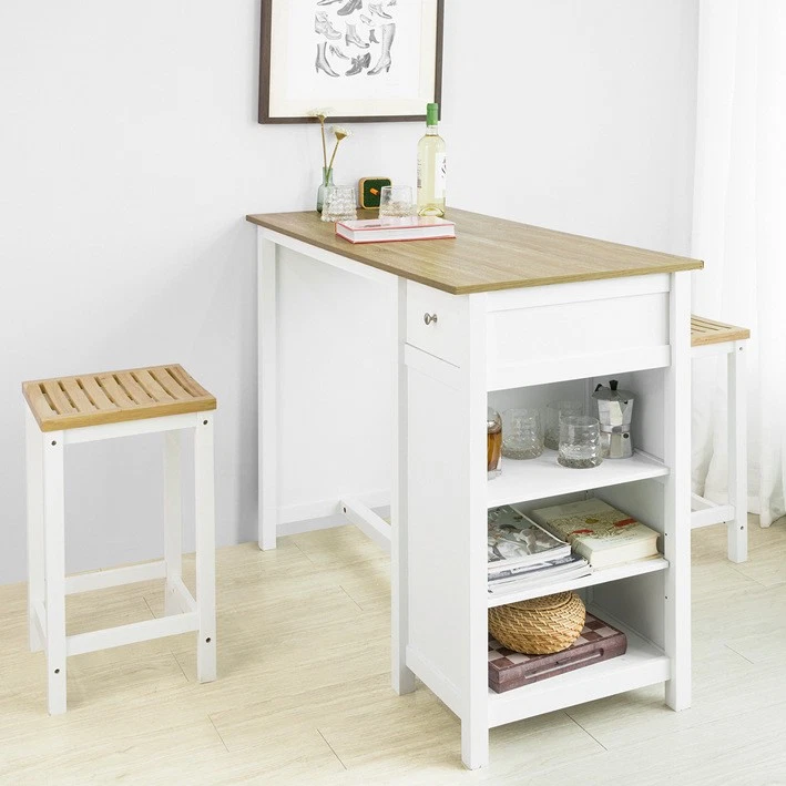 B-waren Bartisch Küchentheke Küchenbartisch mit Regalfächern FWT64-WN-bwaren - Bild 2 von 4