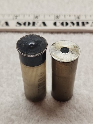 12 Gauge Snap Cap Dummy Round Pair   Brass & Clear Plastic   Mismatched