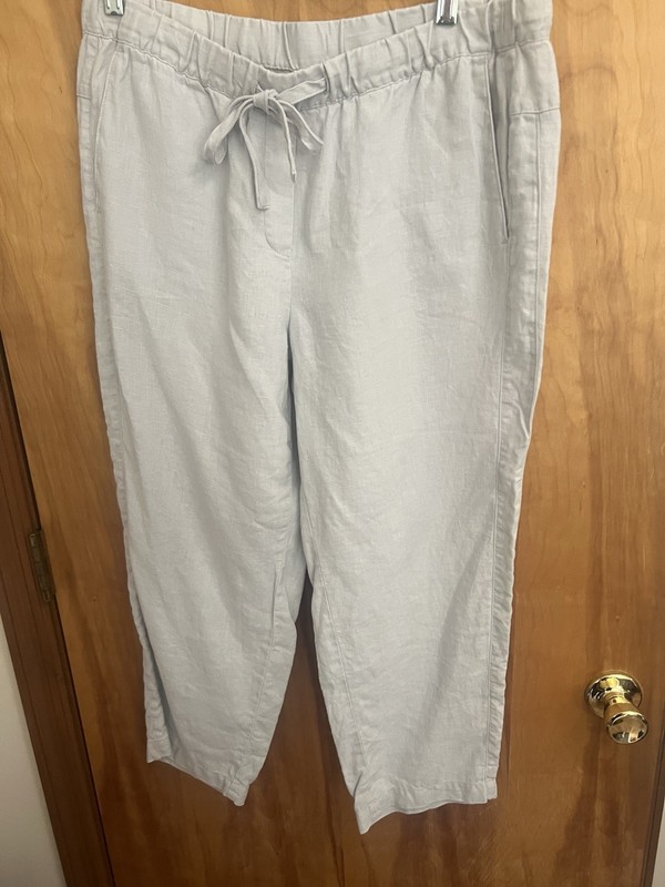 J. Jill Pure Jill 100% Linen Garment Dyed Cropped Pants Size Medium Silver/gray