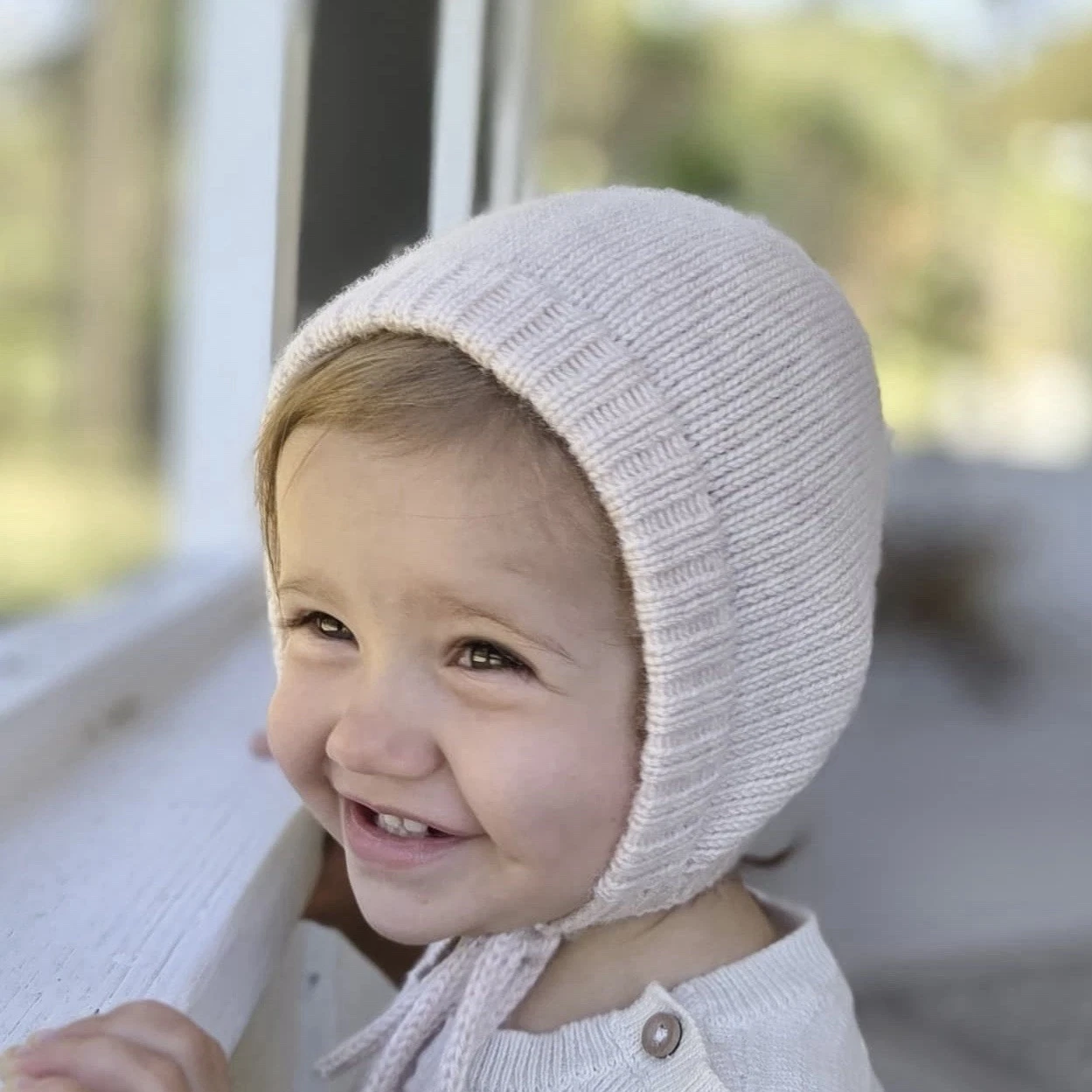 Baby/Toddler Knit Bonnet. Handmade. Cashmere Wool.