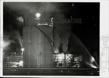 Press Photo View of fire burning at the Monsanto plant in Springfield.