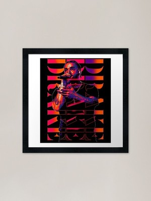 Drake Neon Rap Performer Farbverlauf U gerahmtes Wandbild Poster Leinwanddruck Bild