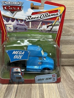 MATTEL DISNEY PIXAR CARS MEGA SIZE RACE O RAMA GRAY SEMI DINOCO NIP