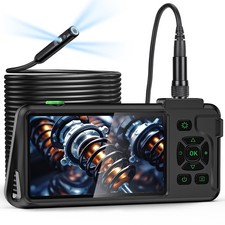 Triple Lens 1080P Borescope with 50FT Semi-Rigid Cable, 5" IPS Screen Endoscope