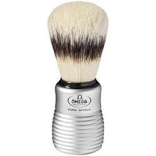Omega Pure Bristle Shaving Brush With Satin Chrome Effect Handle 81230