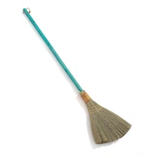 Vietnamese Straw Soft Broom - Sweeping Broom with Green Wooden Handle for Cle...