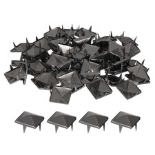 80Pcs Square Pyramid Rivets, 15mm Four-Jaw Studs Spikes Metallic Black