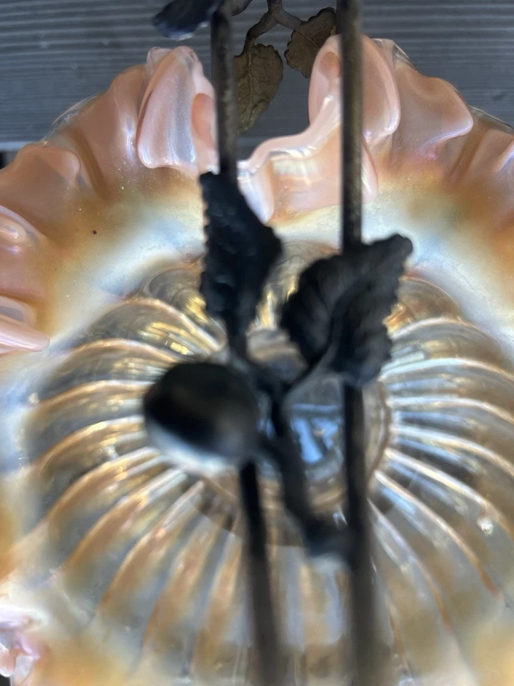 Preciosa canasta antigua victoriana decorada arte vidrio novias marco de plato plateado Foto 3 de 4