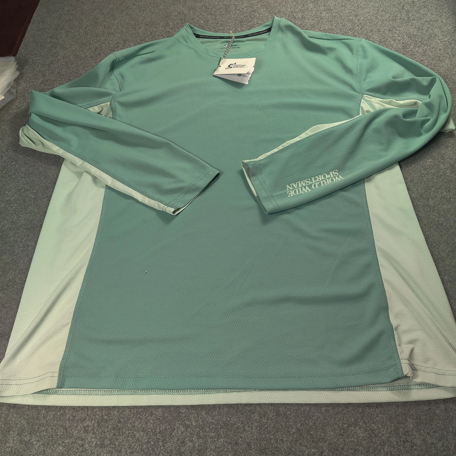 Cabelas World Wide Sportsman Shirt Mens XL Green Long Sleeve Moisture Wicking UV