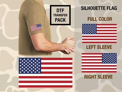 10 Pack Left Sleeve American Flag Transfer 3.25'' x 1.80''  DTF  T-shirt RWB Color