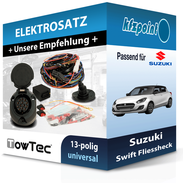 für Suzuki Swift Fliessheck 07.2017-Jetzt Towtec E-Satz 13Polig Universell NEU-image