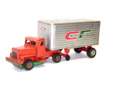 Vintage Japan Tin Toy Consolidated Freightways With AutoCar tractor