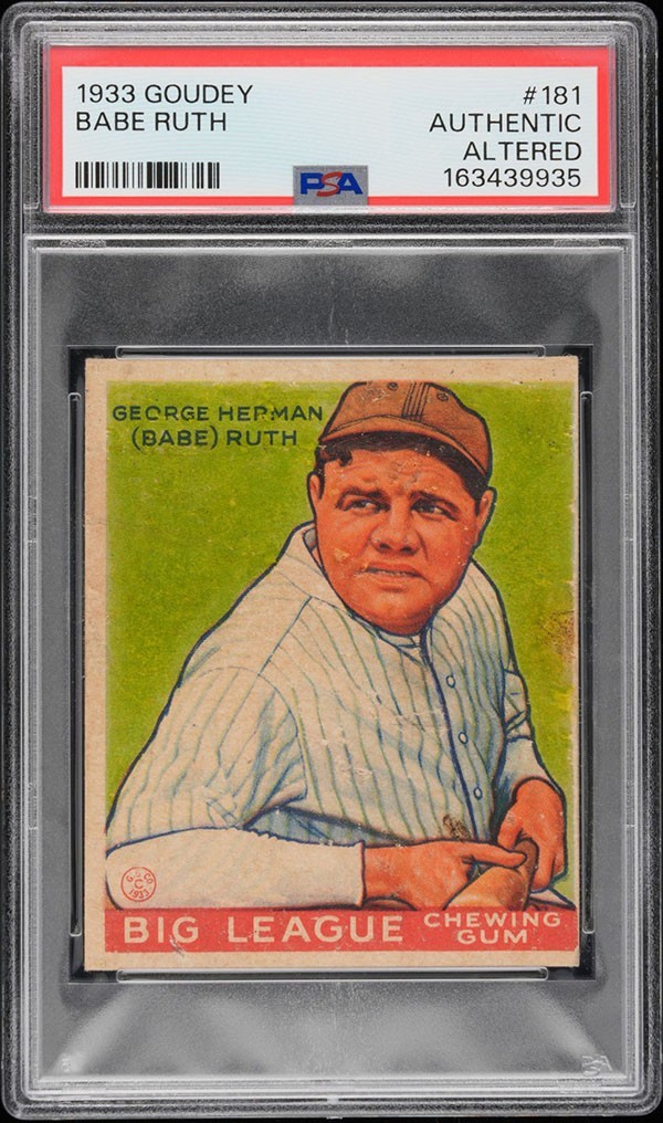 1933 GOUDEY #181 BABE RUTH (HOF) YANKEES PSA AUTHENTIC - ALTERED STOCK - SHARP!