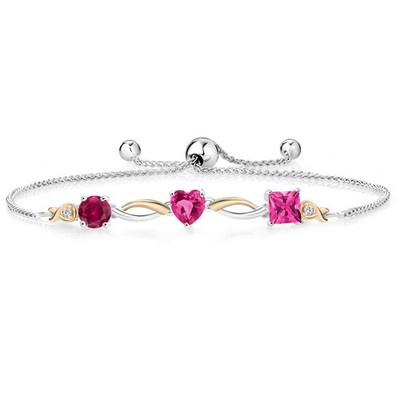 925 Silver and 10K Yellow Gold Created Ruby Pink Created Sapphire Pink Mystic