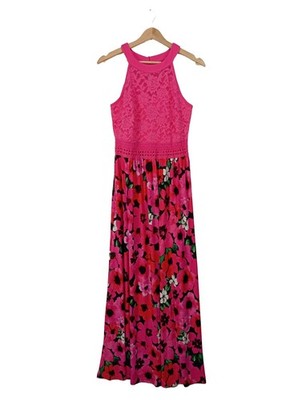 BODYFLIRT BOUTIQUE Sommerkleid Damen Kleid Gr. DE 38 pink-grün-schwarz
