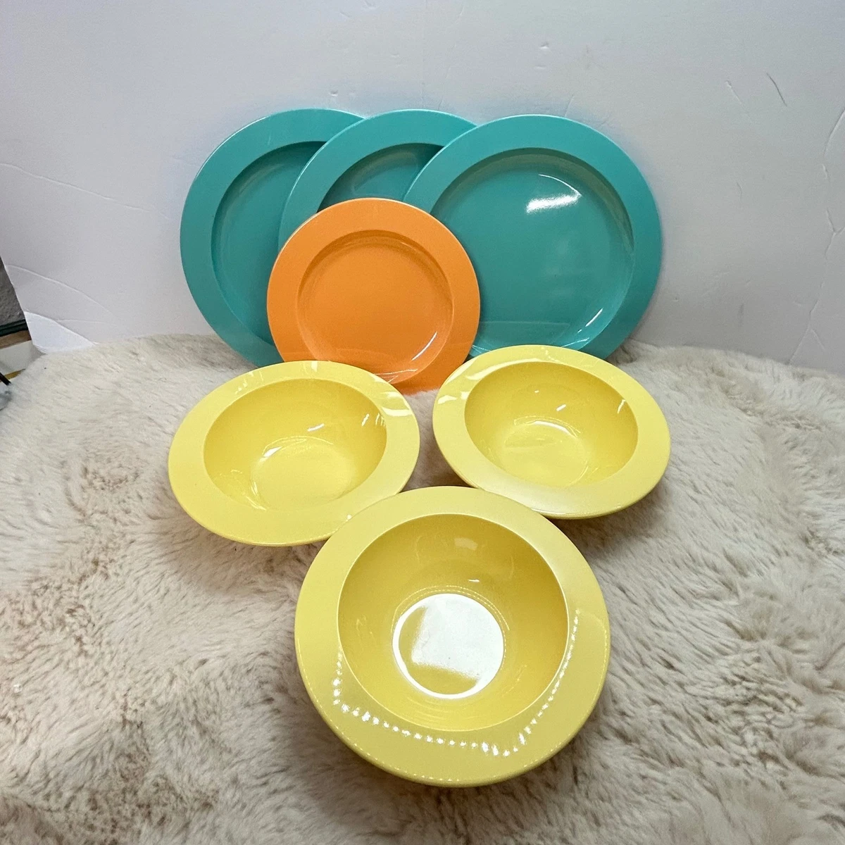 Plat De Service Tupperware Vintage - Bol Ovale 2L5 - Rouge Et Jaune - Occasion