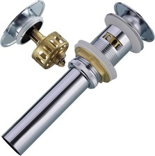 Bathroom Basin Sink Push Button Drain Stopper with Removable Brass Strainer