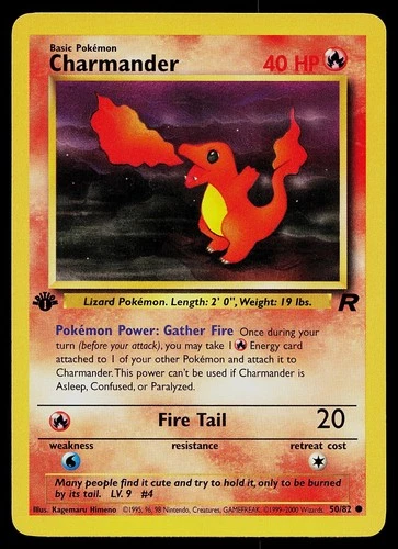 Pokemon Card - Charmander Team Rocket 50/82 Common 1st Edition