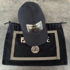 FENDACE FENDI x VERSACE Baseball Cap Black Gold Logo Storage Bag from Japan