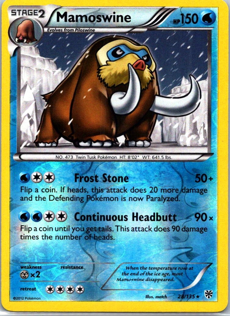 Mamoswine Reverse Holo Rare PLS Plasma Storm 28/135 LP
