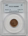 1887 1C PCGS MS 64 RB Indian Head Penny
