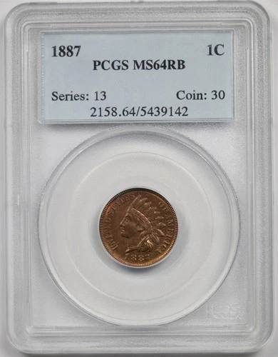 1887 1C PCGS MS 64 RB Indian Head Penny