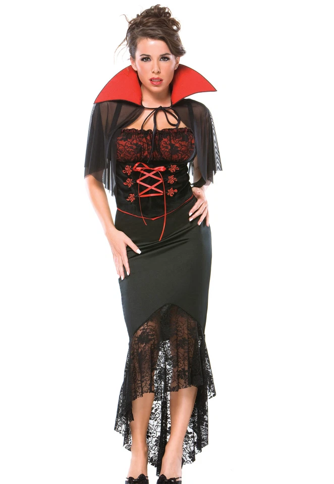 Sexy Adulto Halloween Voluptuoso Vampiro Gótico Reina de la Noche Disfraz Foto 2 de 4