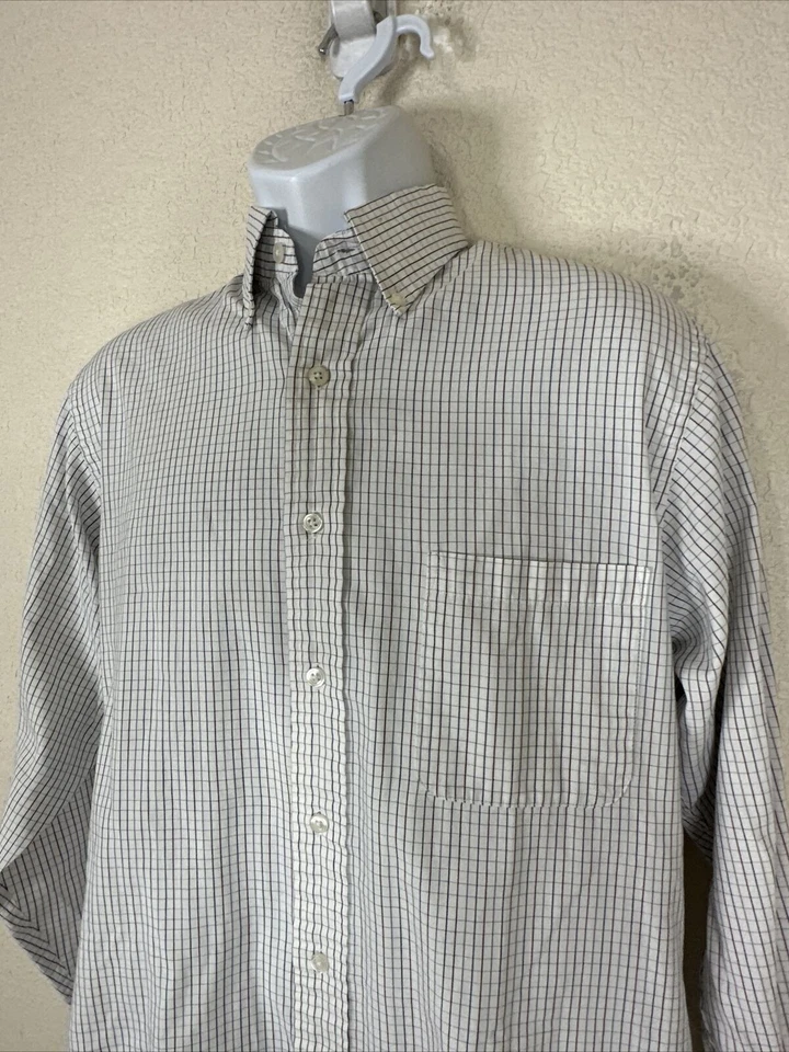 Camisa de vestir Van Heusen Pinpoint Oxford para hombre talla 15,5 colorida a cuadros manga larga Foto 3 de 4