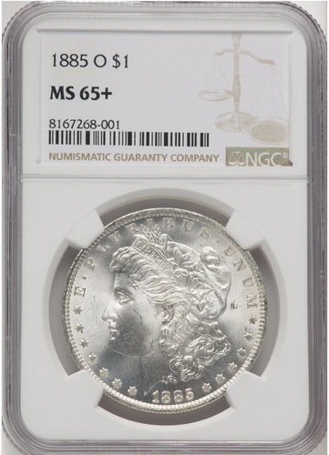 1885 O $1 Morgan Silver Dollar - NGC MS65+ - Blast White