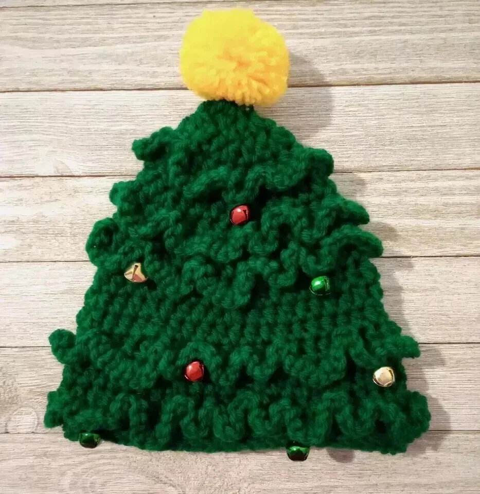 крючком ручной работы baby шляпа рождественская елка фото реквизит новорожденного до 0-6 месяцев новый - Изображение 3 из 3
