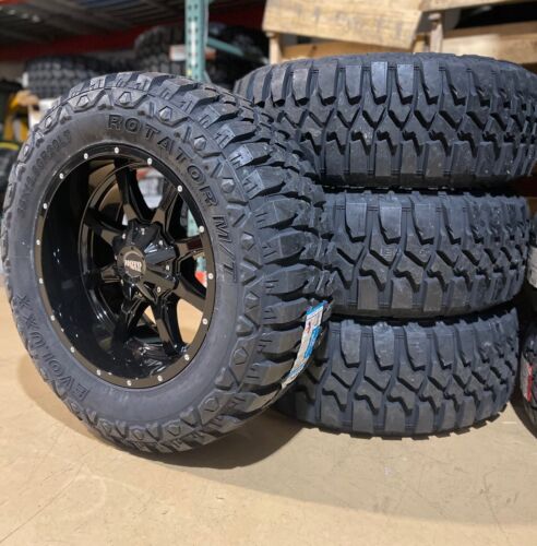 4 20x10 Moto Metal MO970 Black Wheels 35" MT Tires 8x6.5 Dodge Ram 2500 3500 - Picture 2 of 5