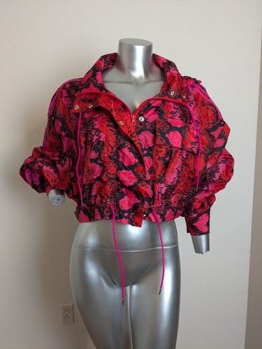 Adidas X Ivy Park Red Snakeskin Hooded Convertible Trench Coat Jacket US small - Picture 5 of 6