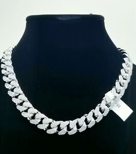 14 MM HEAVY SOLID MIAMI CUBAN LINKS HANDMADE 2 TONE 56 CT VVS1 CLARITY CRYSTALS