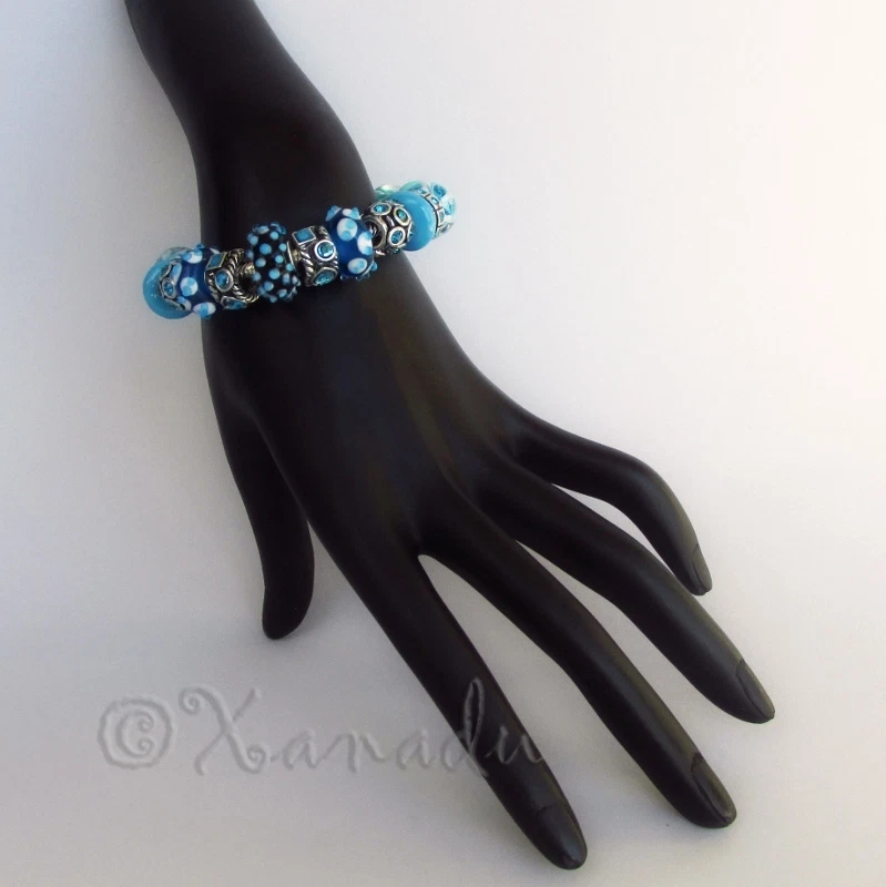 Auténtica pulsera Pandora con cuentas de cristal de Murano turquesa verde azulado estilo europeo Foto 3 de 4