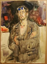 Ukrainian Soviet USSR Painting realism impressionism cubism figure worker man