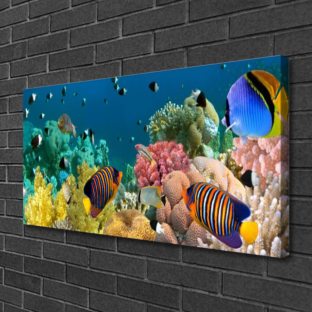 Tableau impression 100x50 nature récif de corail en toile tendue haut de gamme