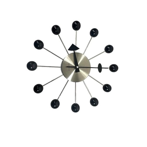 Atomic Howard Miller George Nelson Inspired 18" Ball Wall Clock Brushed Nickel