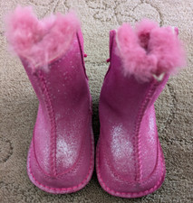 Ugg Baby Boo Glitter Pink Winter Bootie Boot Shoes Size S 2-3 Leather Sheepskin
