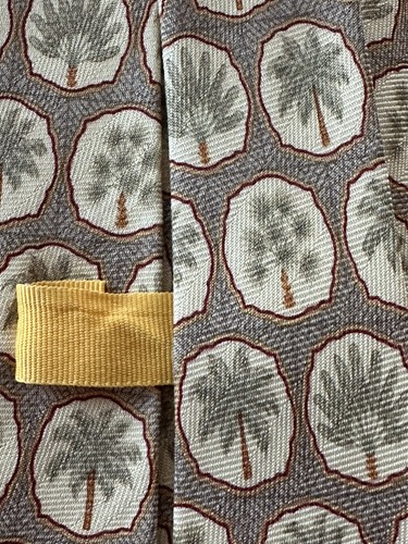 VTG Tommy Bahama Mens Silk Handmade Neck Tie Gold Green Palm Tree USA - Picture 5 of 8