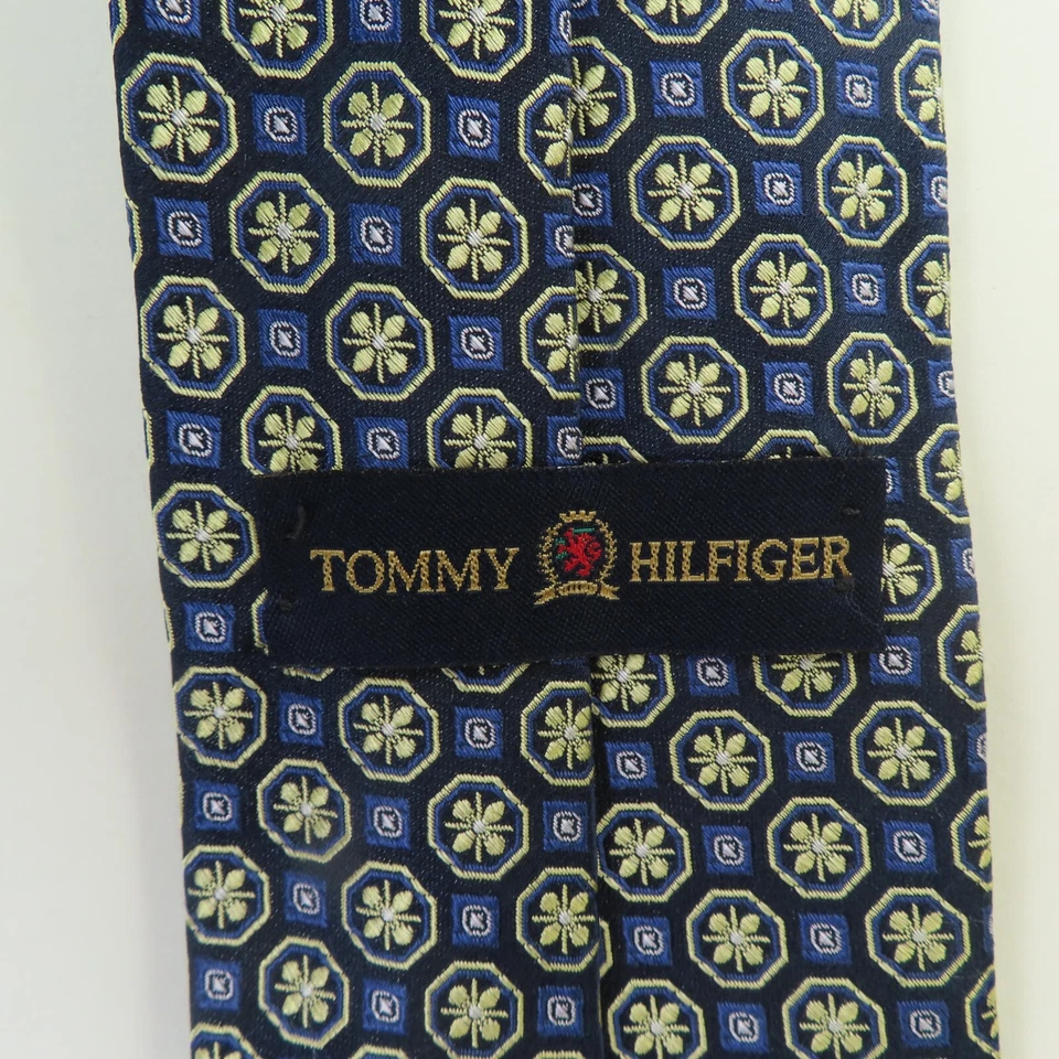 Tommy Hilfiger Corbata Seda Hombre Amarillo Azul Lunares 3.75" 59" EE. UU. Foto 2 de 4