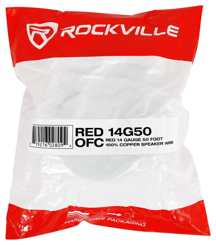 Rockville RED 14G50 OFC 14 Gauge 50 Foot 100% Copper Speaker Wire Car Audio - Image 3 of 3