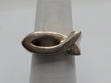 Sterling Silver 925 Modernist Fish shape Ring Size 6 - Italy