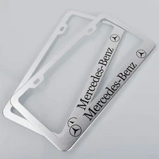 For Mercedes Benz Stainless Steel License Plate Frame Holder Rust Free Bolt Cap