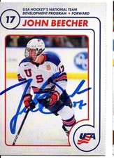 JOHN BEECHER USA NTDP 1ST TEAM ISSUED CARD AUTO SIGNED COA