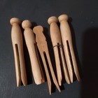 Lot Of 25 Assorted Vintage/ Antique  Wooden Clothes Pins Rounded Flat Wood 4" — photo 6
