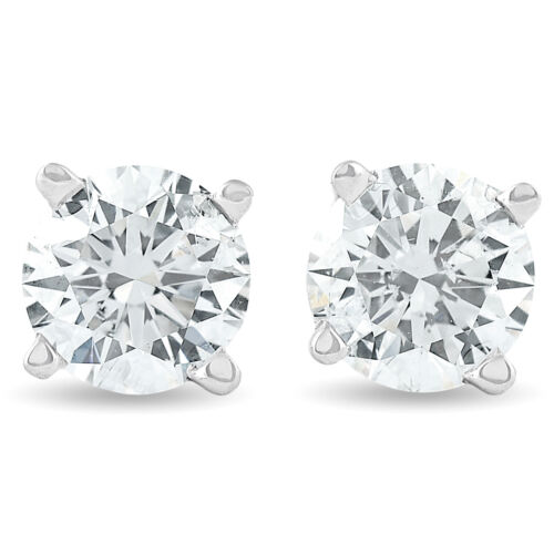 Boucles d'oreilles rivets diamant ronds 1,25 carat blanc ou or jaune 14 carats - Photo 1/2