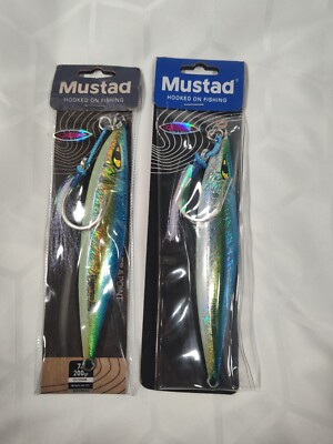 MUSTAD MJIG02 DAGGERMAN VERTICAL JIG Lot of 2 Glow In The Dark 7oz 200gram